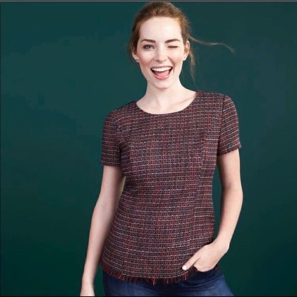 41 Hawthorn Tops - StitchFix "Karius" Maroon Tweed Top - Size Medium